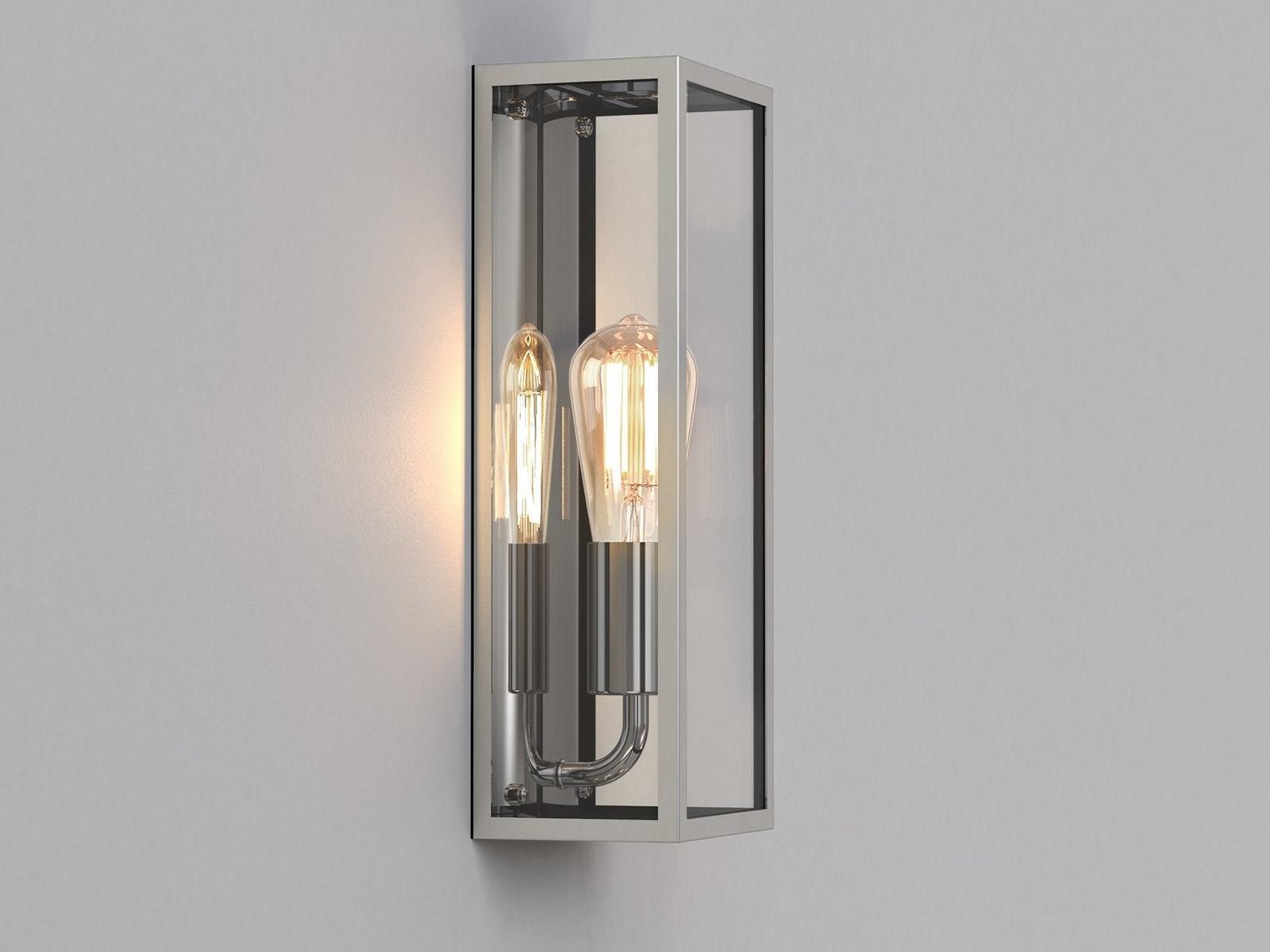 MESSINA Glass and steel outdoor wall lamp with dimmer