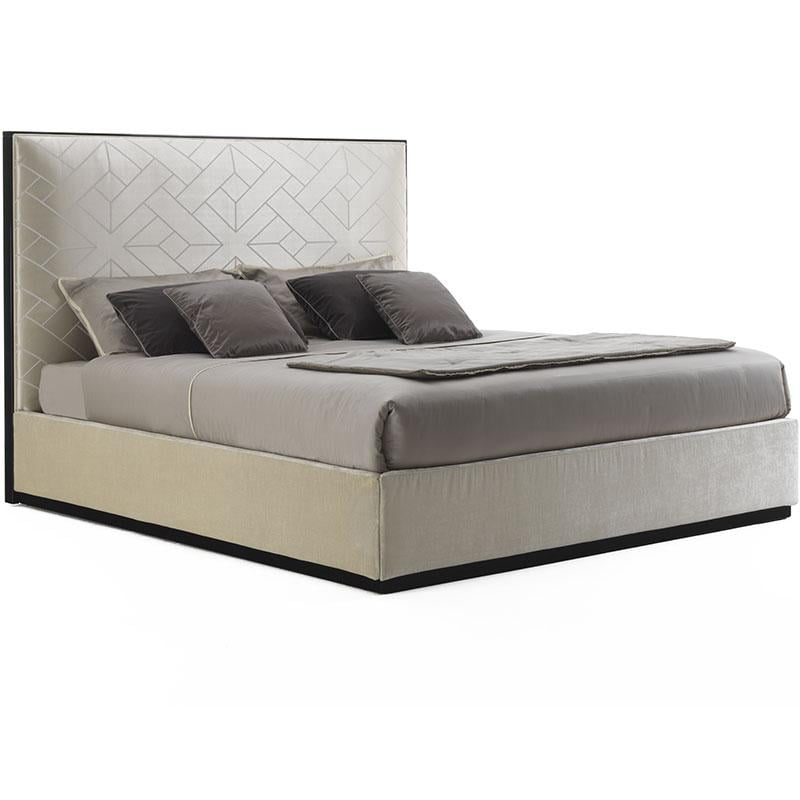 ELLIOT Fabric bed with upholstered headboard