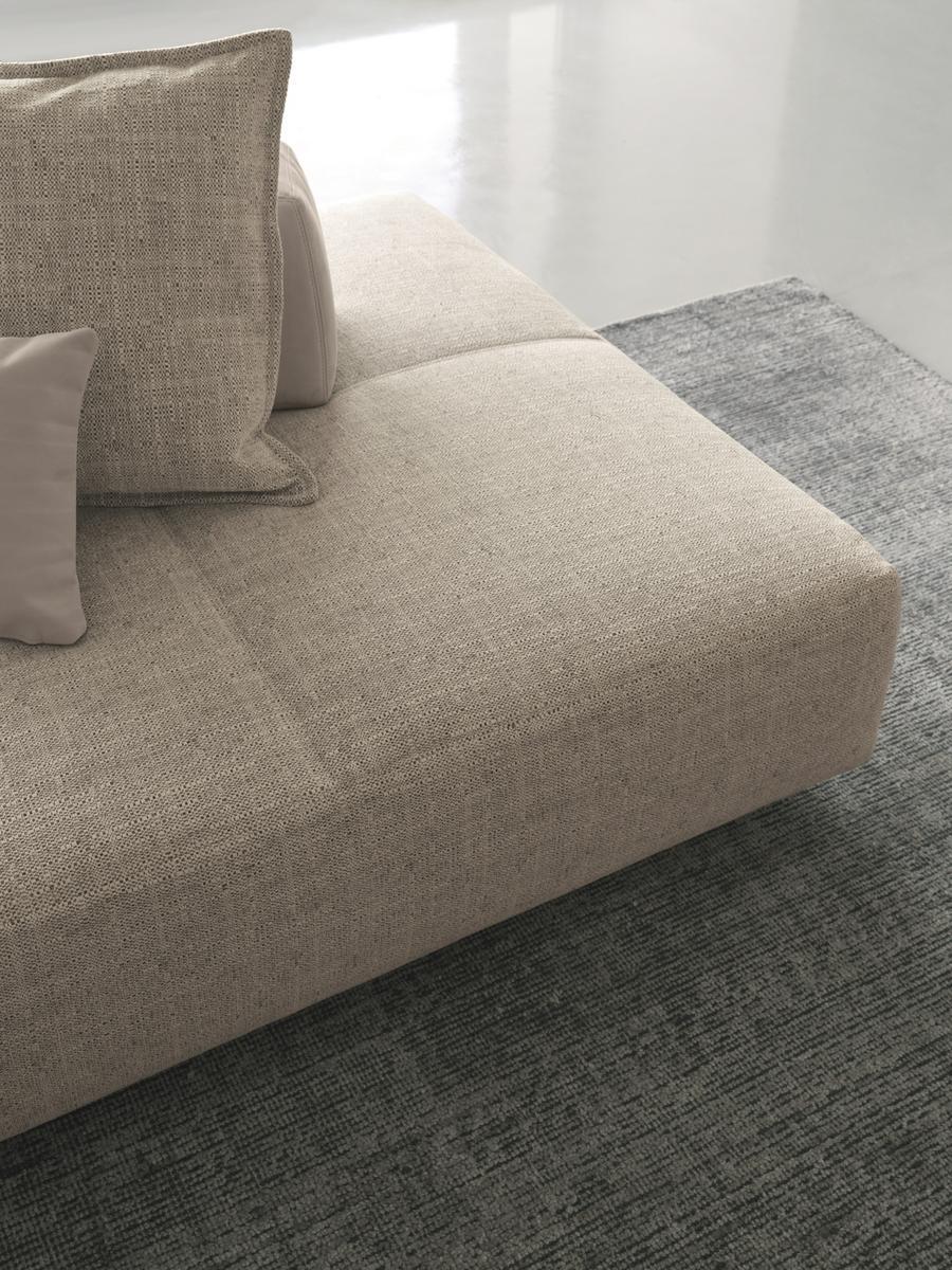 SOFTBENCH Upholstered modular fabric bench with back