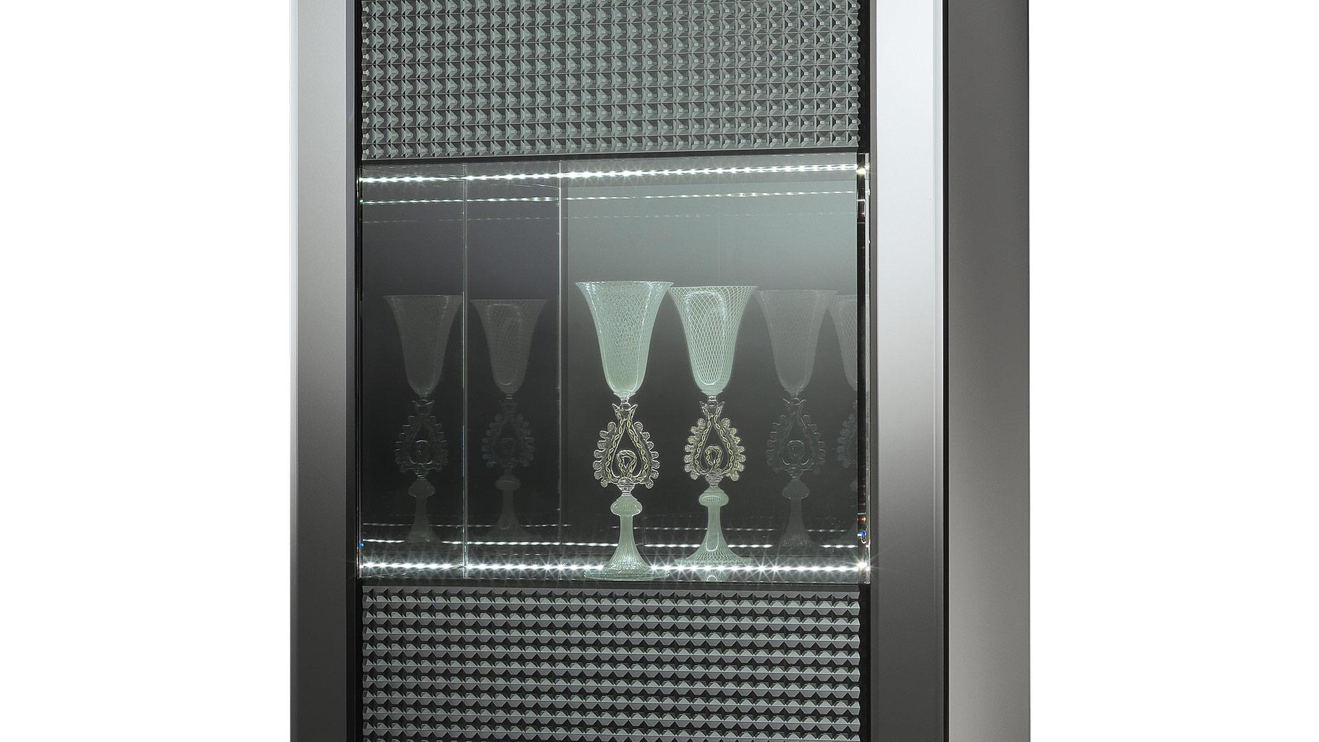 DIAMANTE Glass highboard with integrated lighting