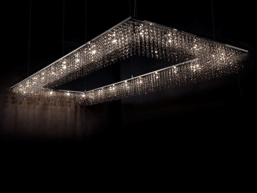 SKY CYCLES RECTANGLE H26 Direct light metal pendant lamp with crystals