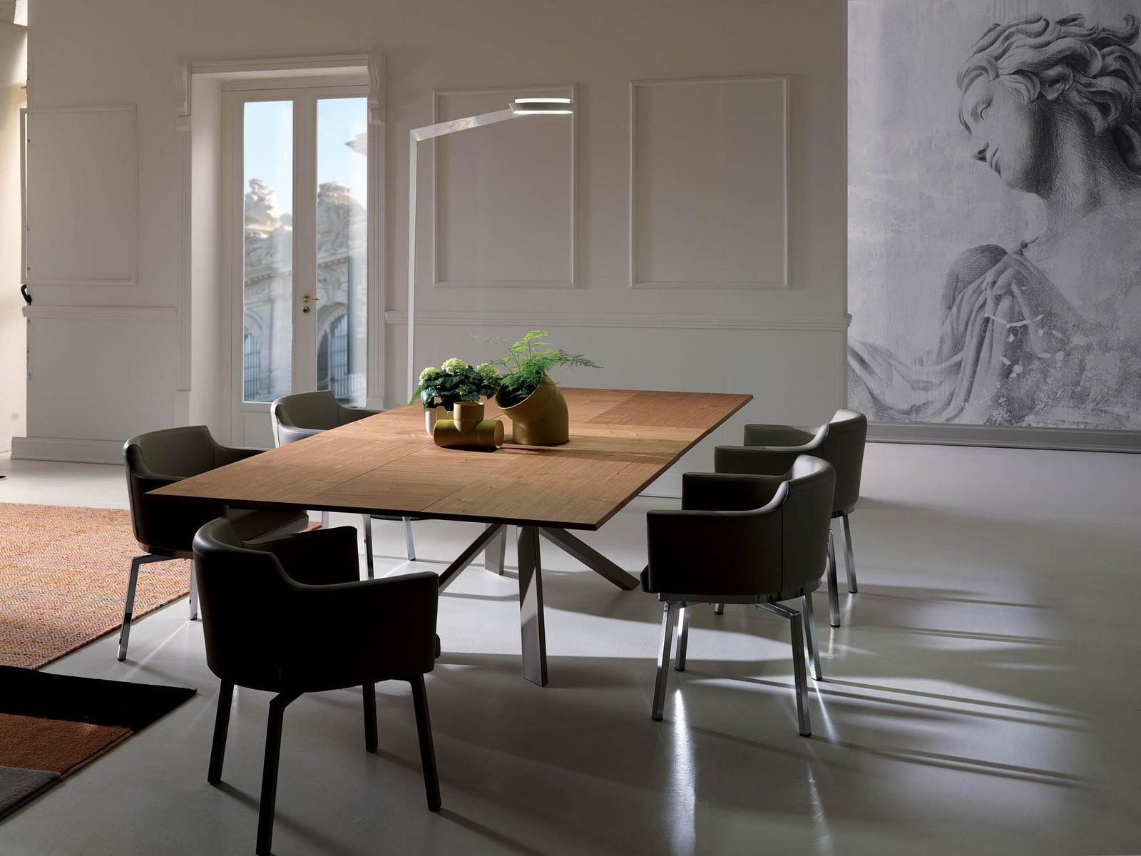 4X4 Extending rectangular steel and wood table