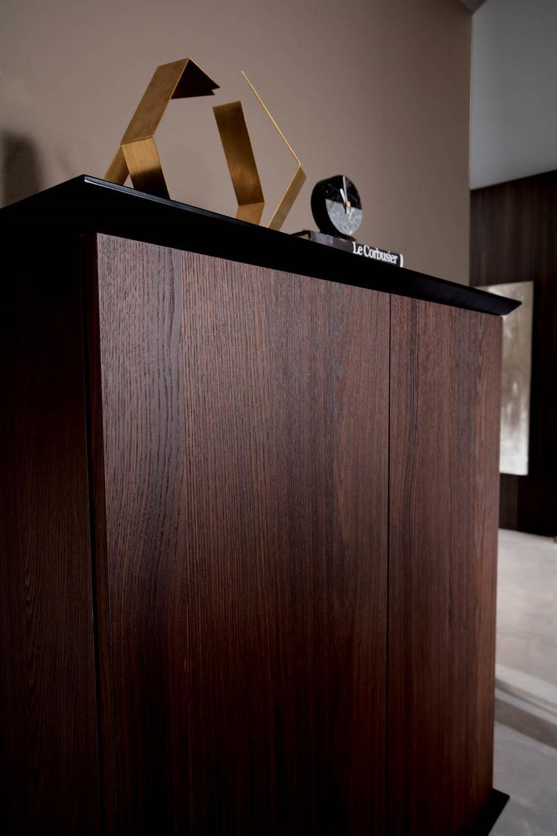 BRERA Wooden highboard with sliding doors
