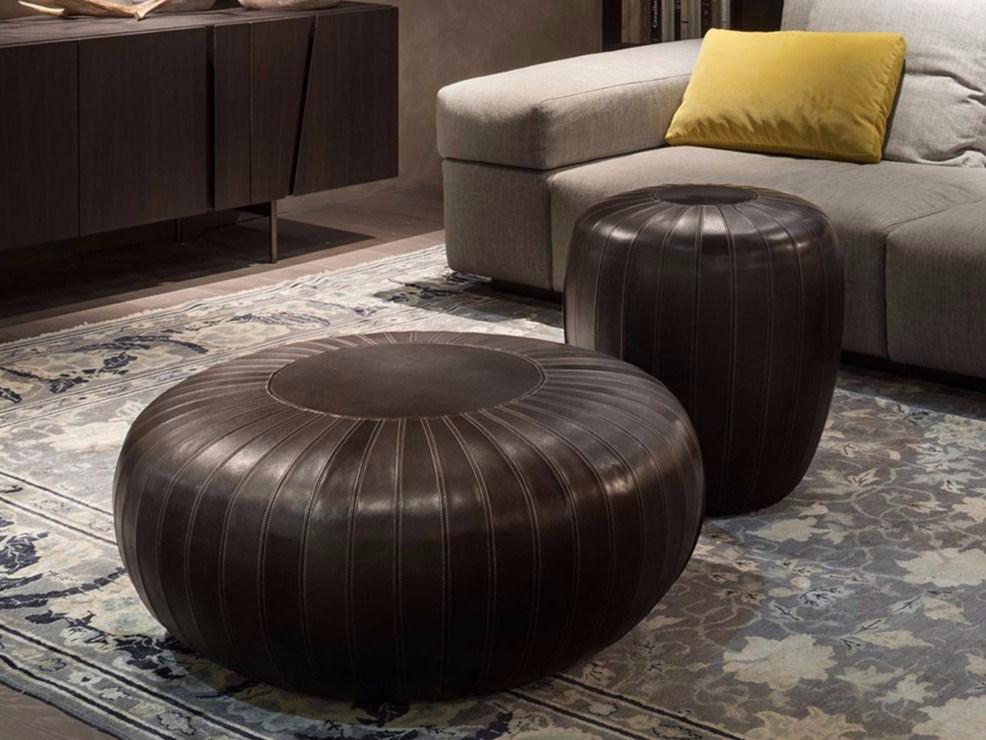 TOD Upholstered leather pouf