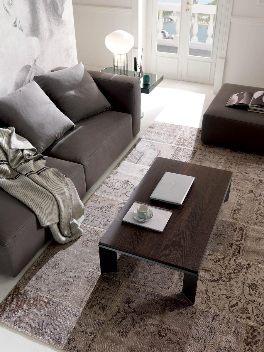 METRINO Height-adjustable aluminium and wood coffee table