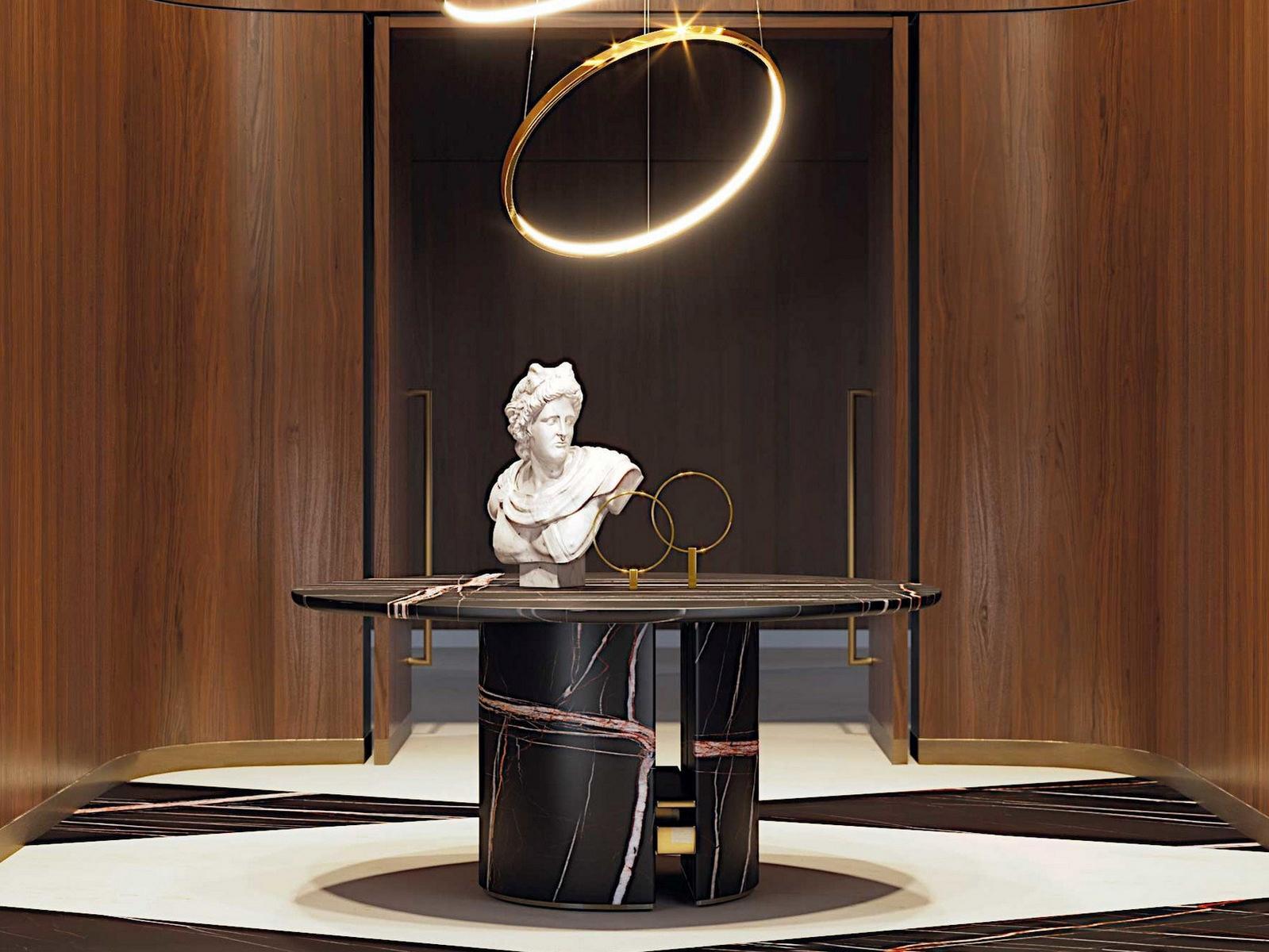 ERCOLE Round marble dining table