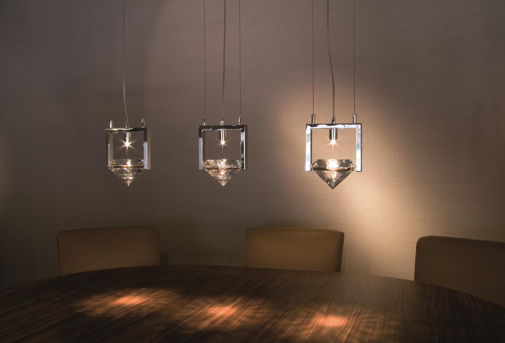 ELEMENTS OF LOVE H3 Metal pendant lamp with crystals