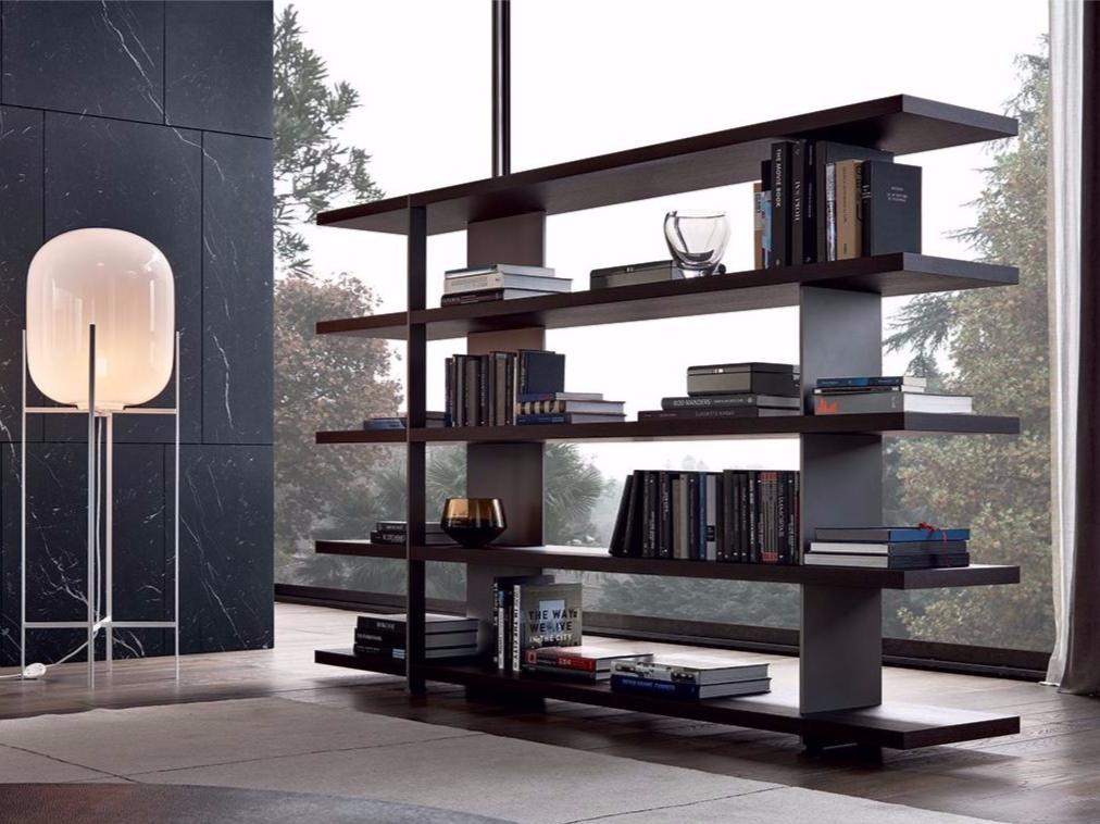 BRISTOL Open double-sided wood veneer bookcase