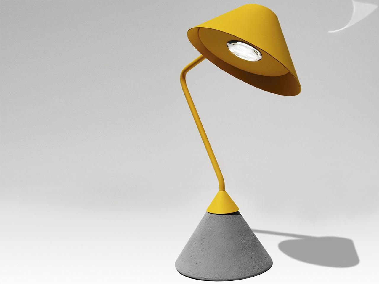 FLAMINGO LED with swing arm metal table lamp with cement base