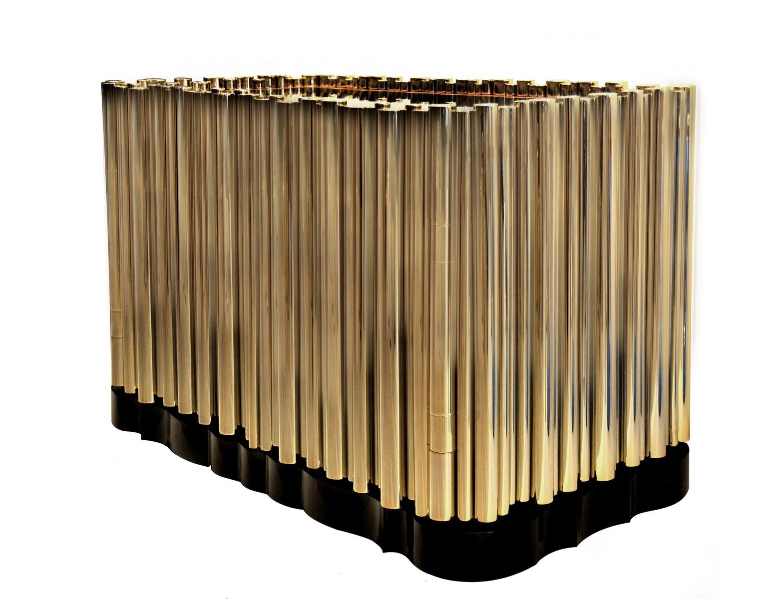 SYMPHONY Rectangular brass bedside table