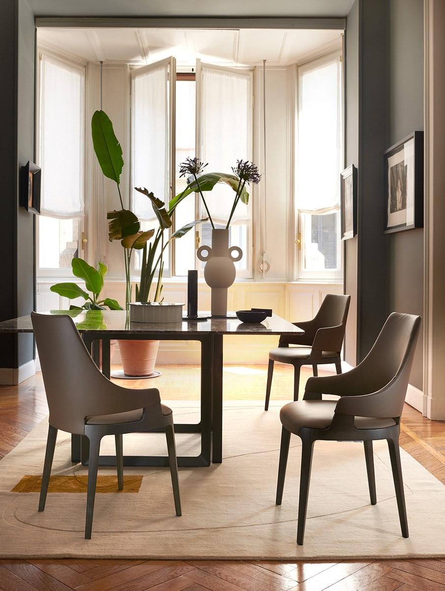 VELIS Upholstered leather chair with armrests