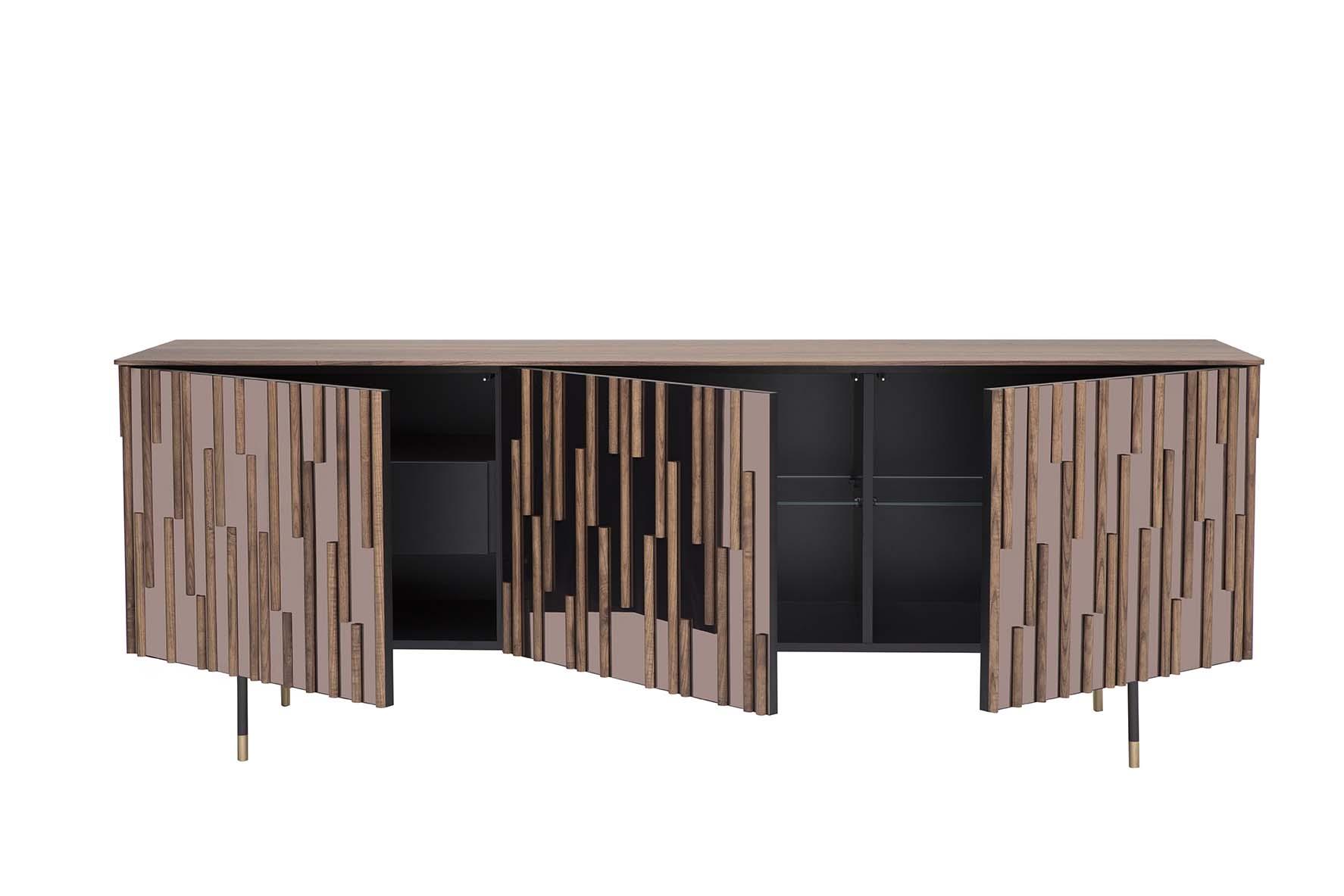 DROPS Wood and glass sideboard with doors