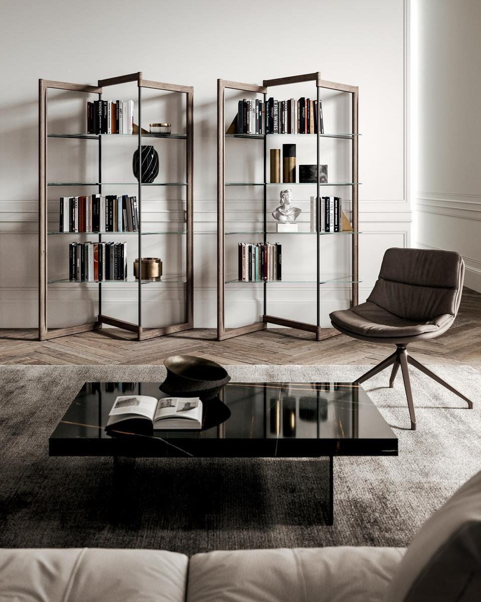 SVEVA Swivel trestle-based leather chair