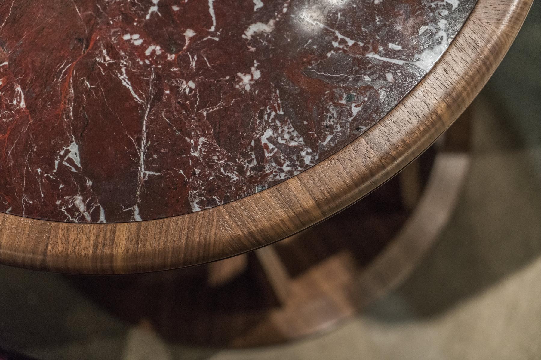 NEW LINE Round walnut high side table