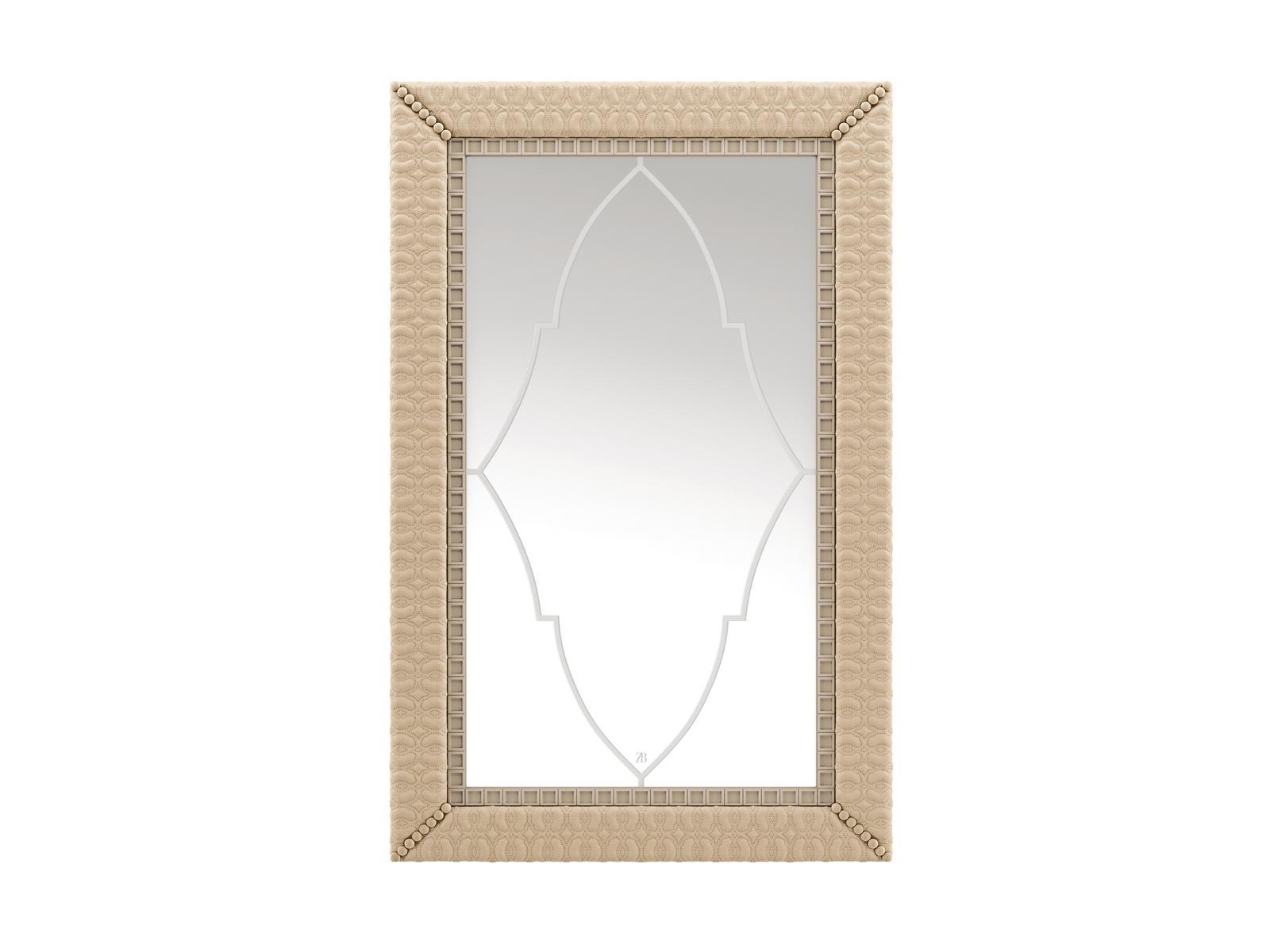 SHIRLEY Rectangular framed wall-mounted leather mirror