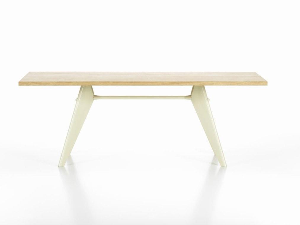 EM TABLE Rectangular dining table with wooden top and steel base