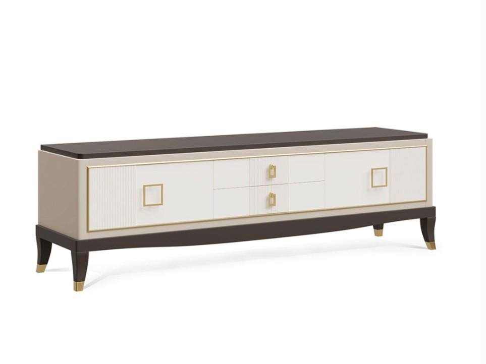 PR.216 Low wooden TV cabinet with drawers and hinged doors