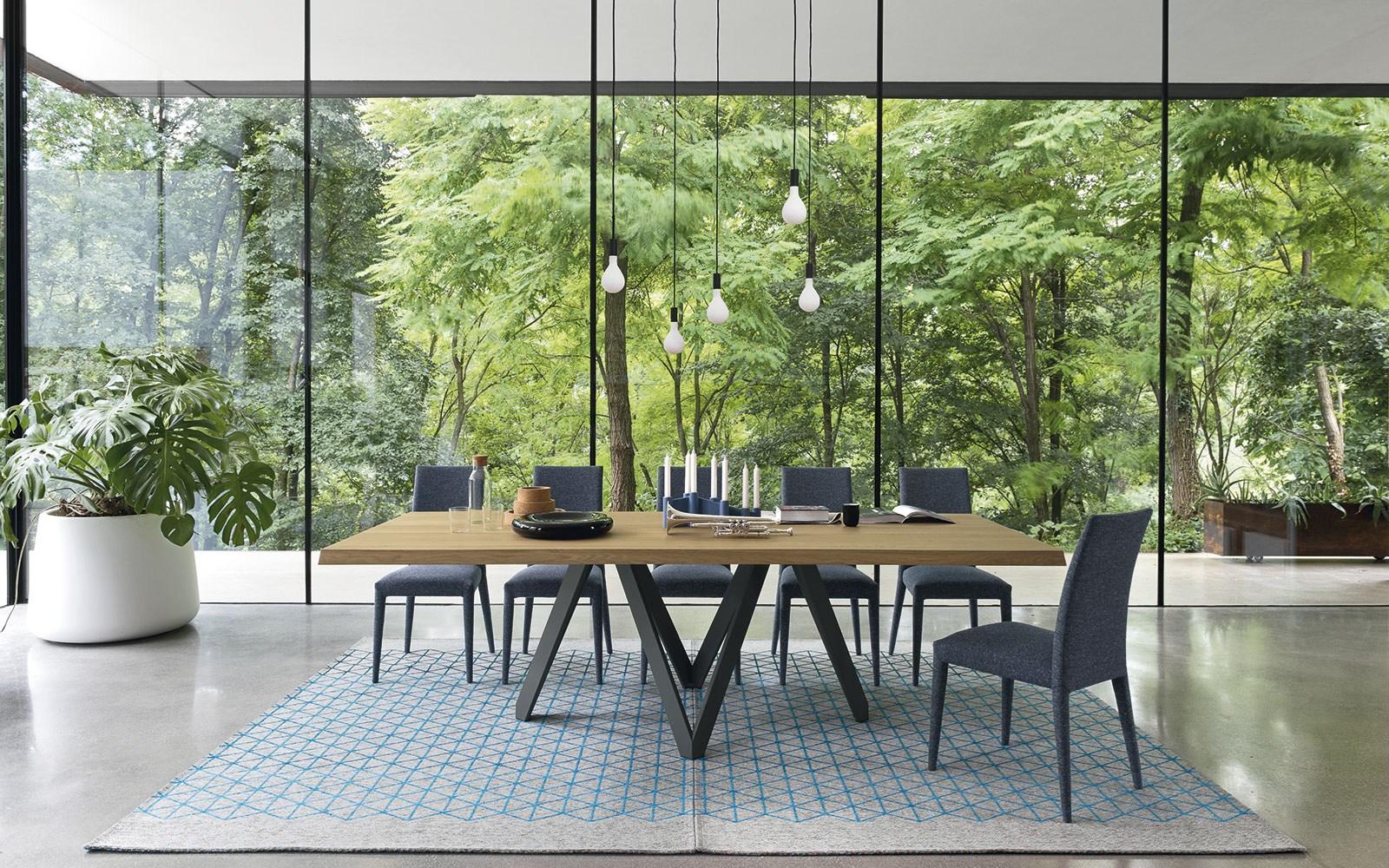 CARTESIO Rectangular wood veneer table