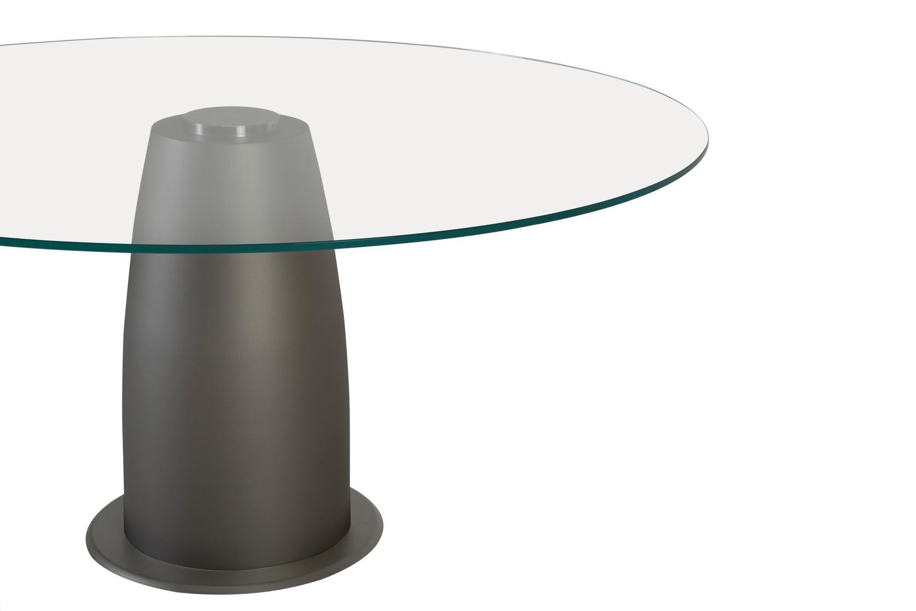 DUCA Round glass table with painted steel base