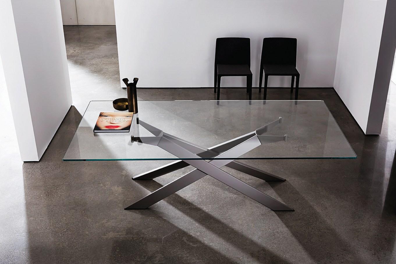 CROSS Rectangular glass table