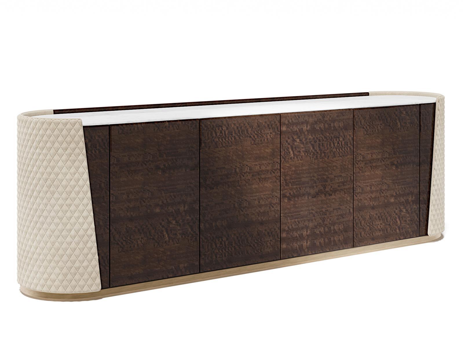 MAJESTIC Wooden and leather sideboard with doors and drawers