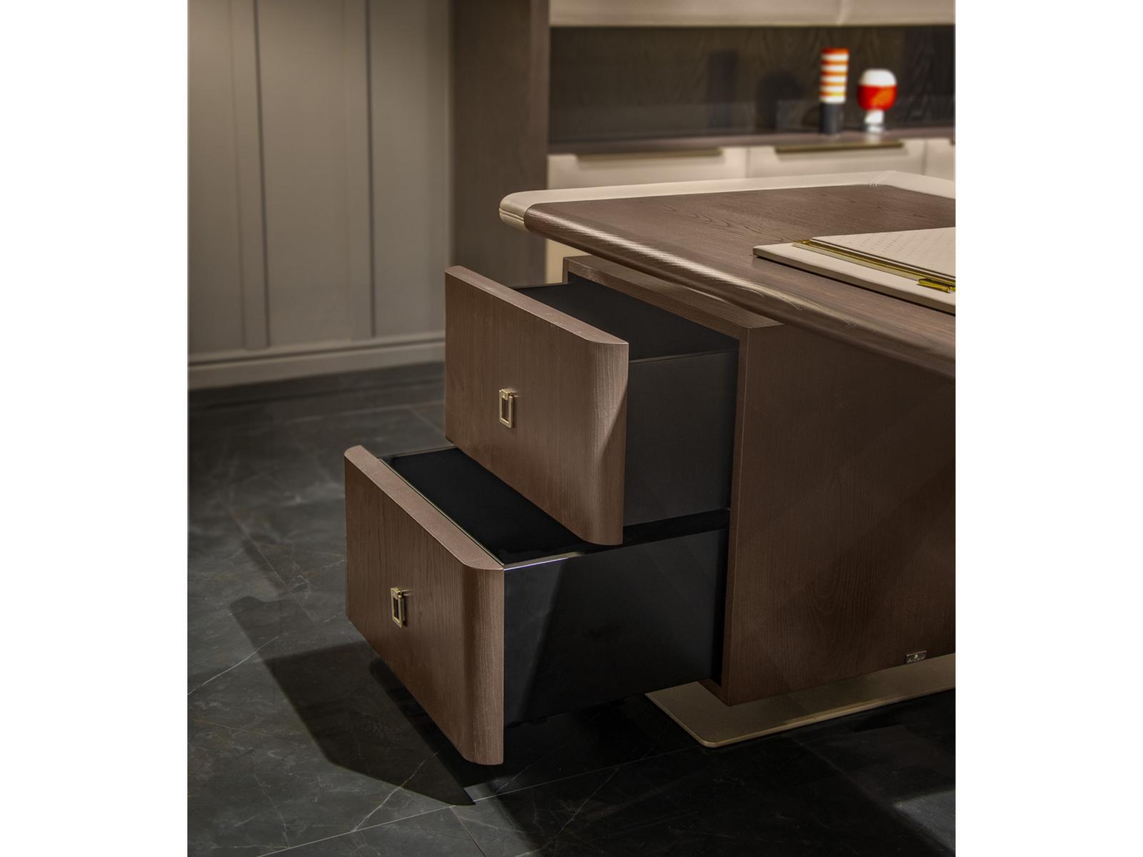 YANGOON Leather executive desk with drawers