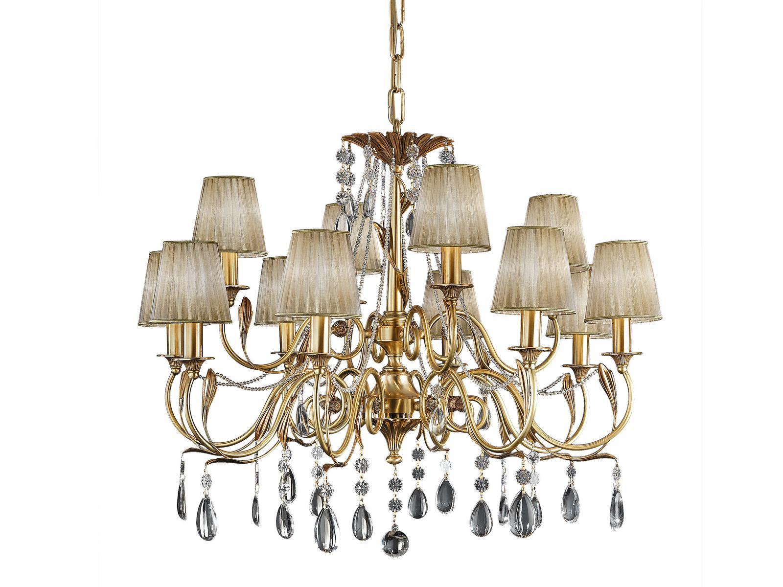 DAISY 3039/8+4 Antique French Gold chandelier with crystals and shades