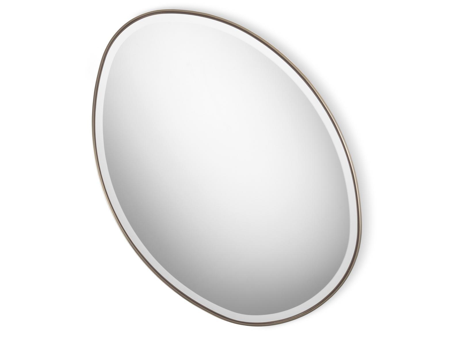 STONE Oval wall-mounted framed iron mirror