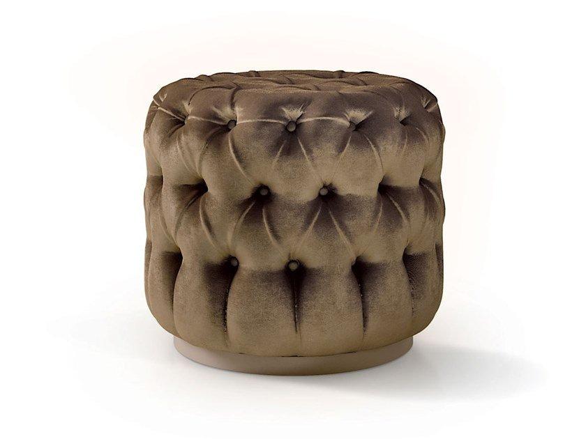 6088 Tufted round velvet pouf