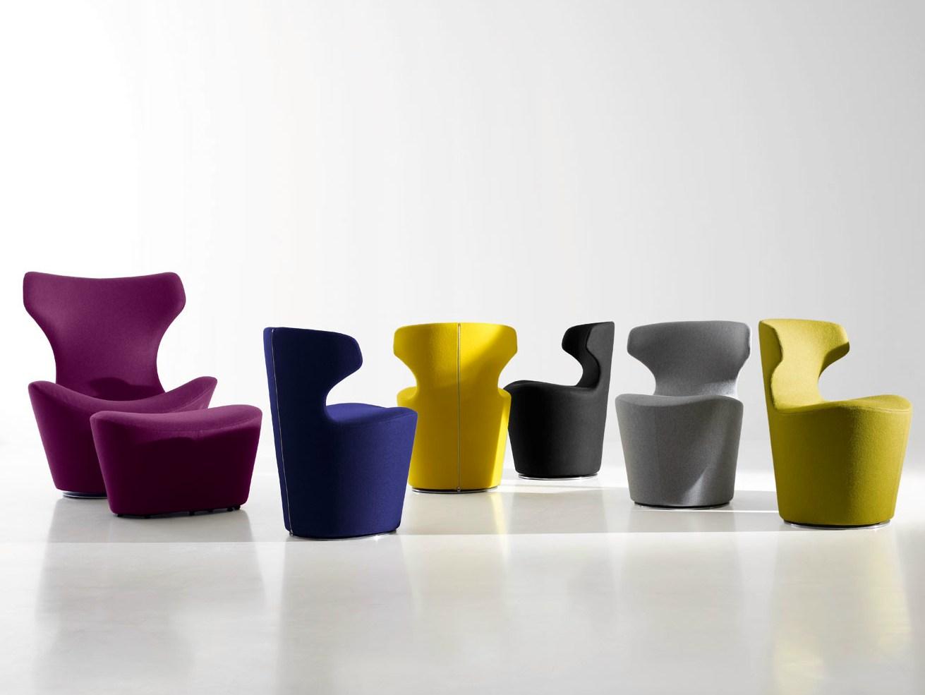 MINI PAPILIO Swivel upholstered fabric chair