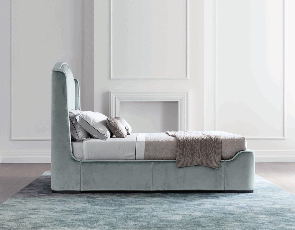 ZAFFIRO Leather bed with upholstered headboard