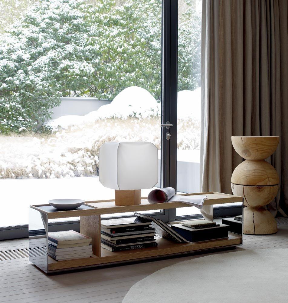 SURFACE Low rectangular wooden coffee table