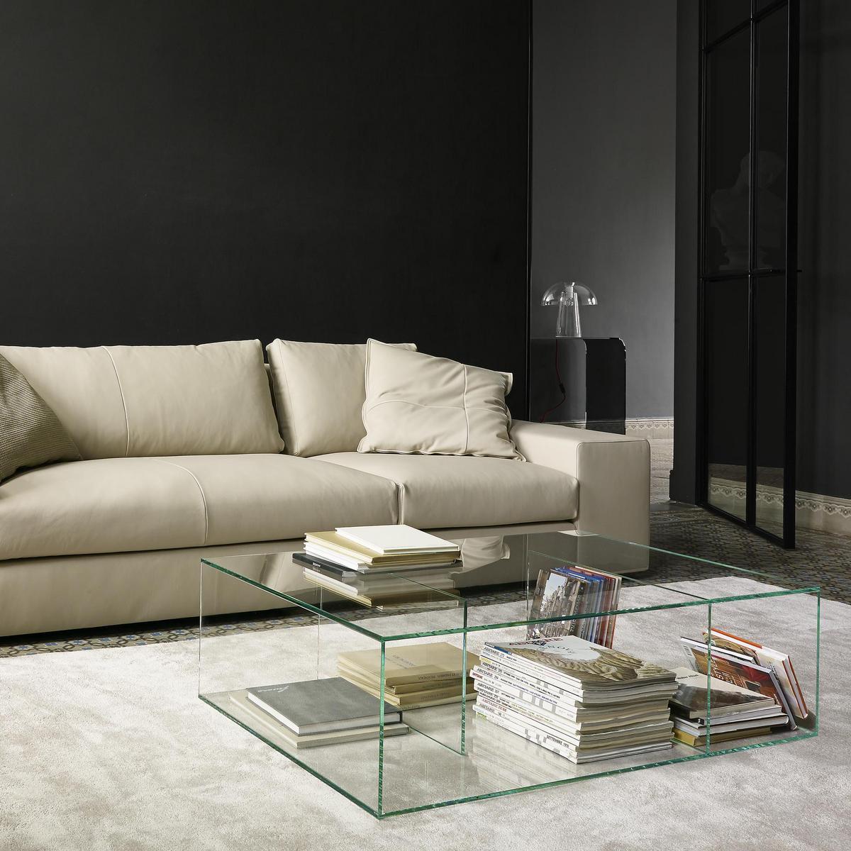 SALDO Low rectangular glass coffee table