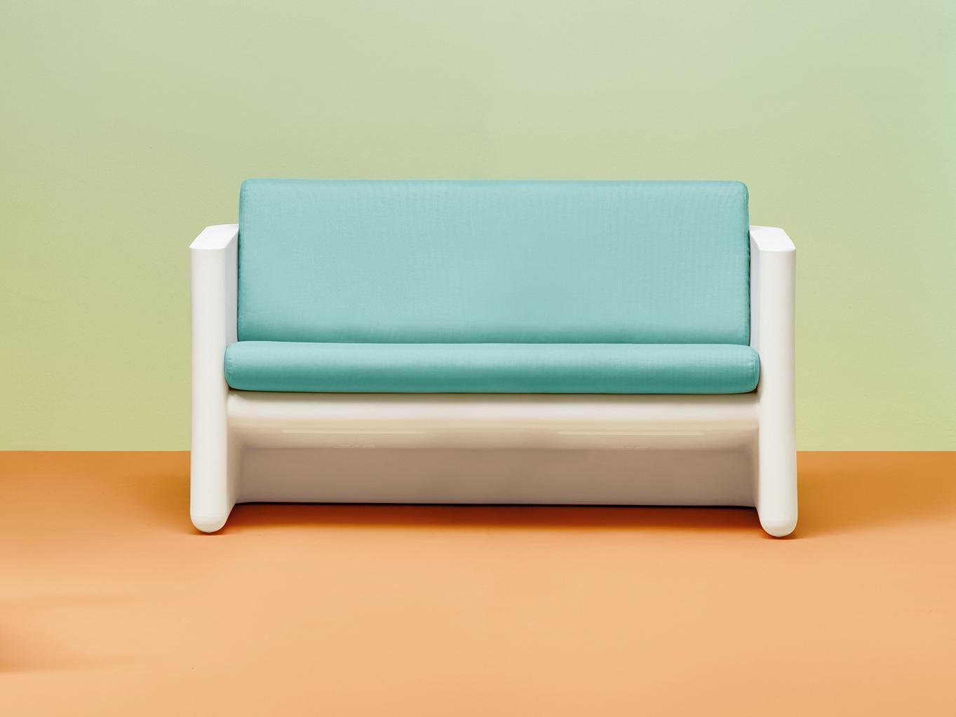 SUNSET 626 2 seater upholstered polyethylene garden sofa