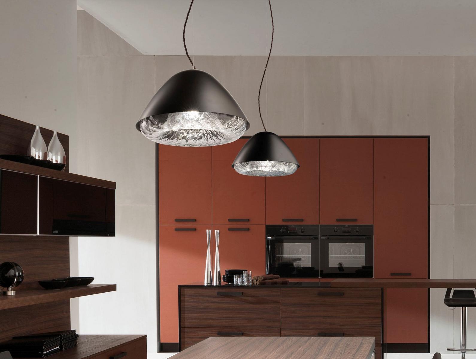 KIRA SP Blown glass and metal pendant lamp