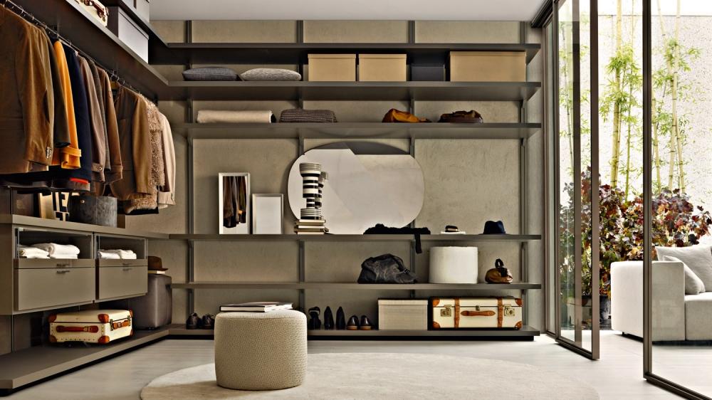 DWELL Sliding glass cabinet door for walk-in wardrobes
