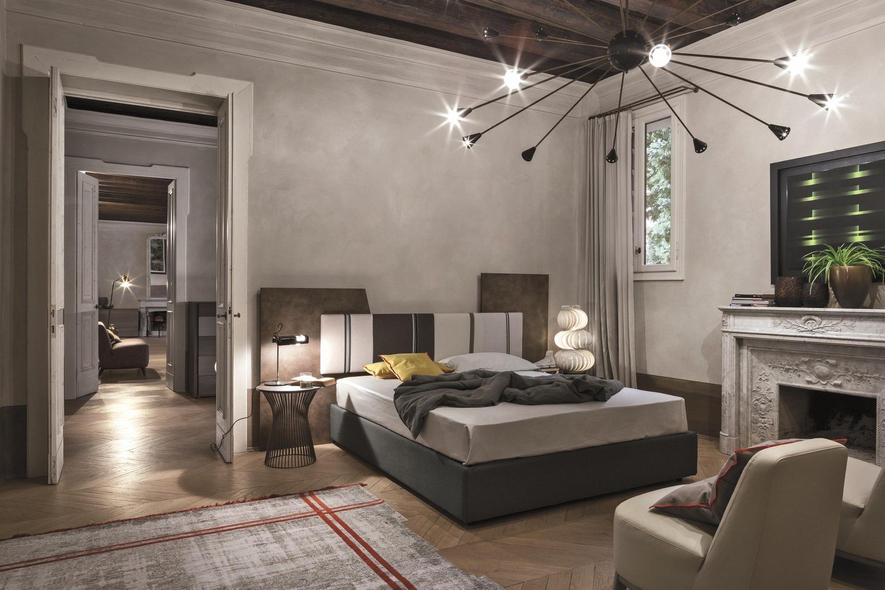 DIAGONAL Storage bed with upholstered headboard