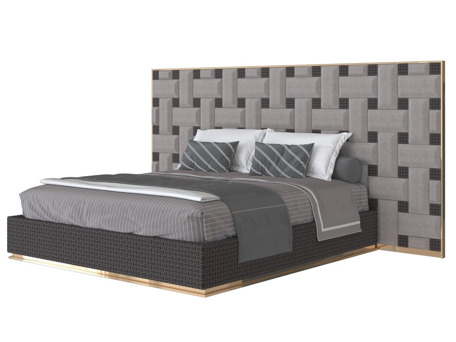 ROMEO Leather bed with high headboard