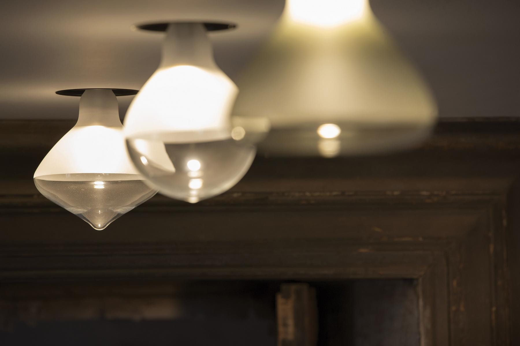 MAKEUP LED satin glass ceiling lamp