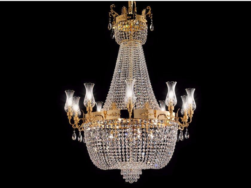 IMPERO &AMP; DECO VE 827 20 Incandescent brass chandelier with crystals