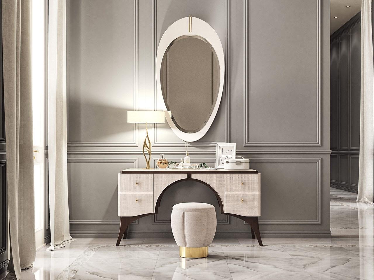 PR.198 Wooden dressing table with glass top
