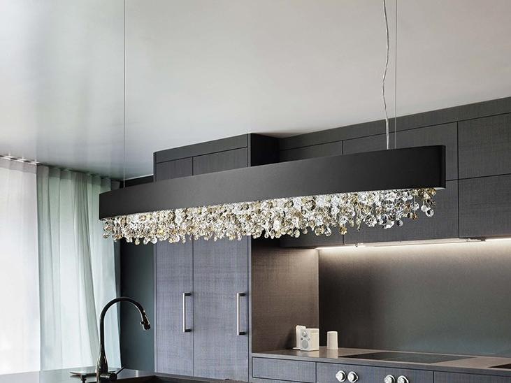 OLÁ S6 OV 160 LED painted metal pendant lamp with crystals