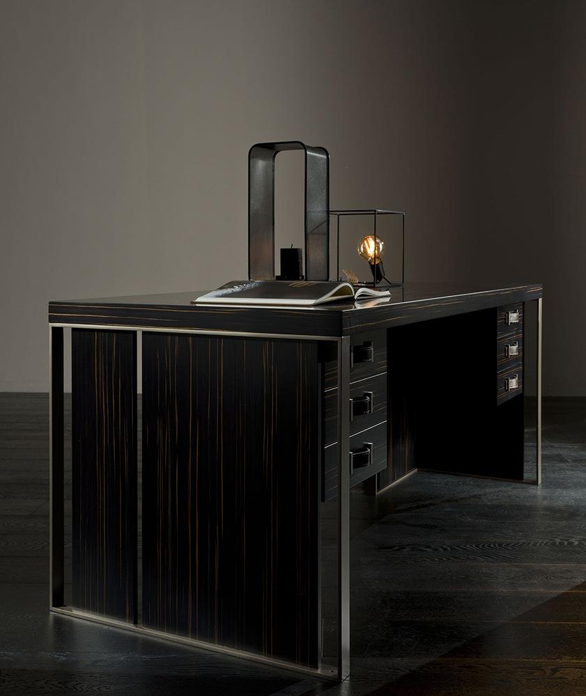 KOBE Rectangular wood writing desk with drawers