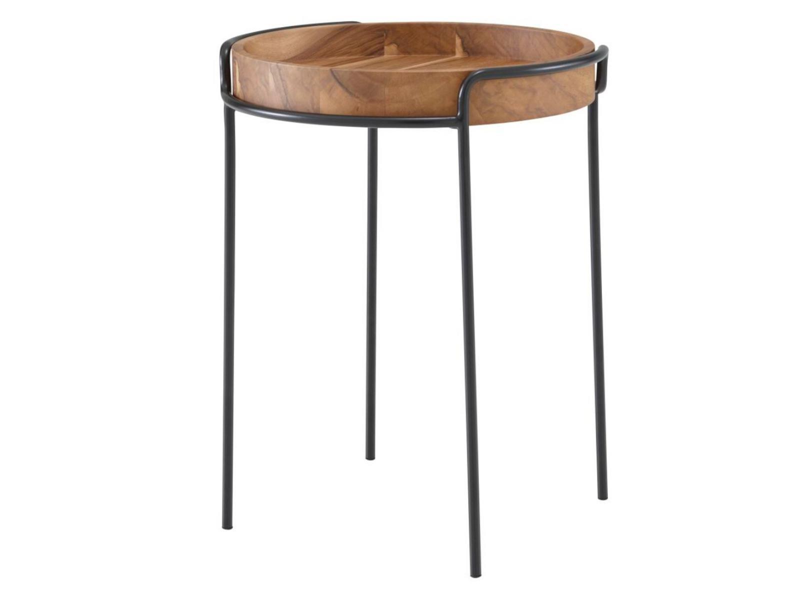 MAZARGUES Round steel and wood coffee table