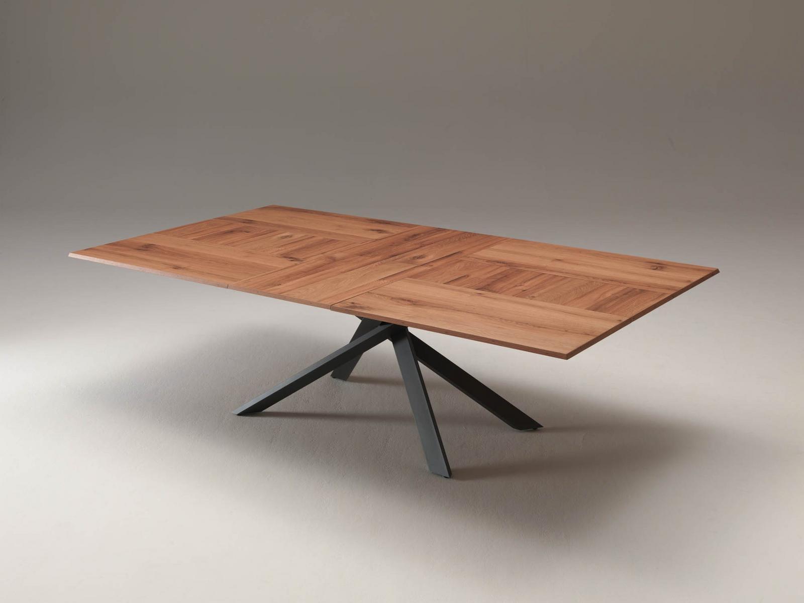4X4 Extending rectangular steel and wood table