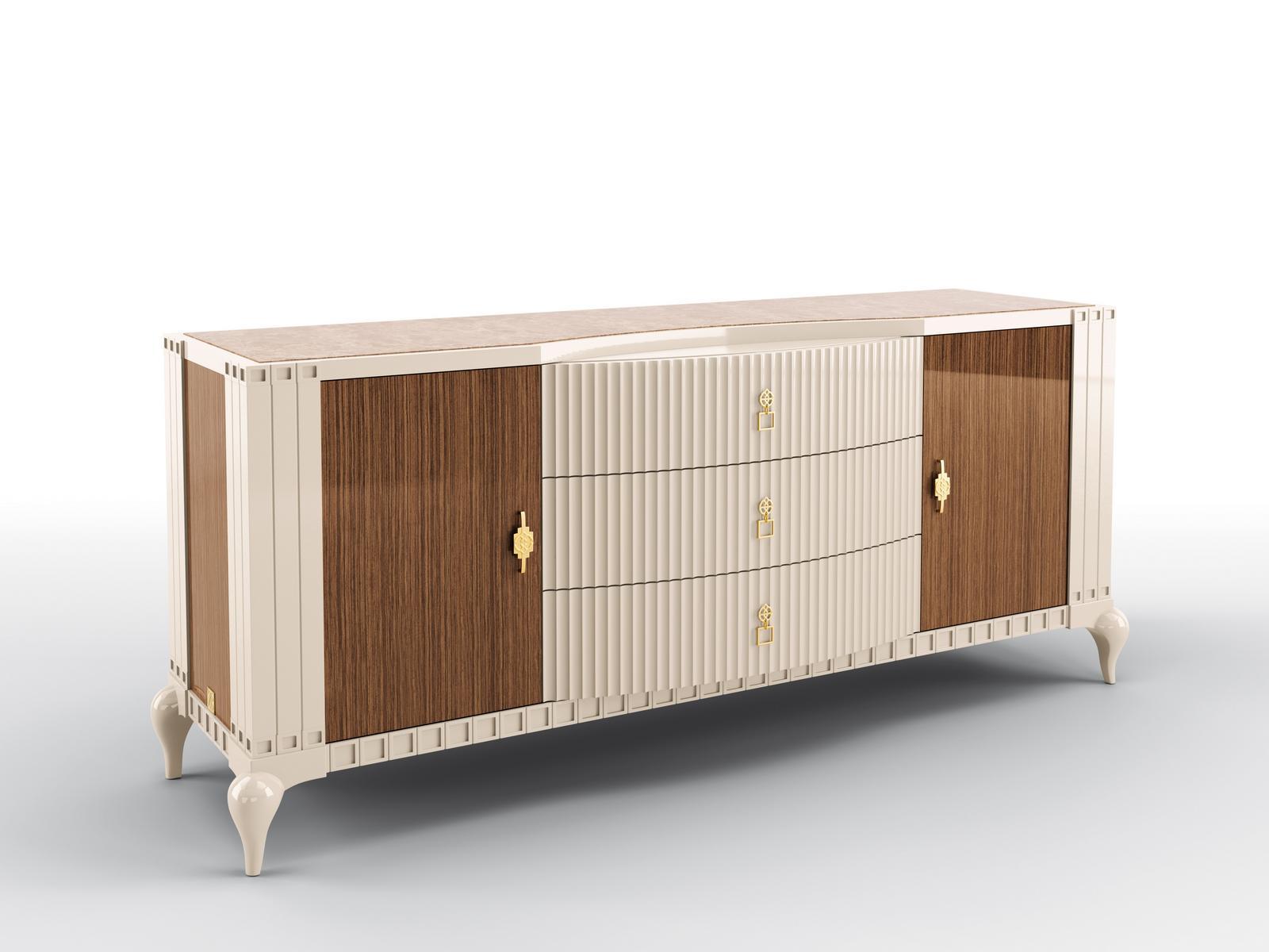 DUKE Solid wood sideboard and marble top