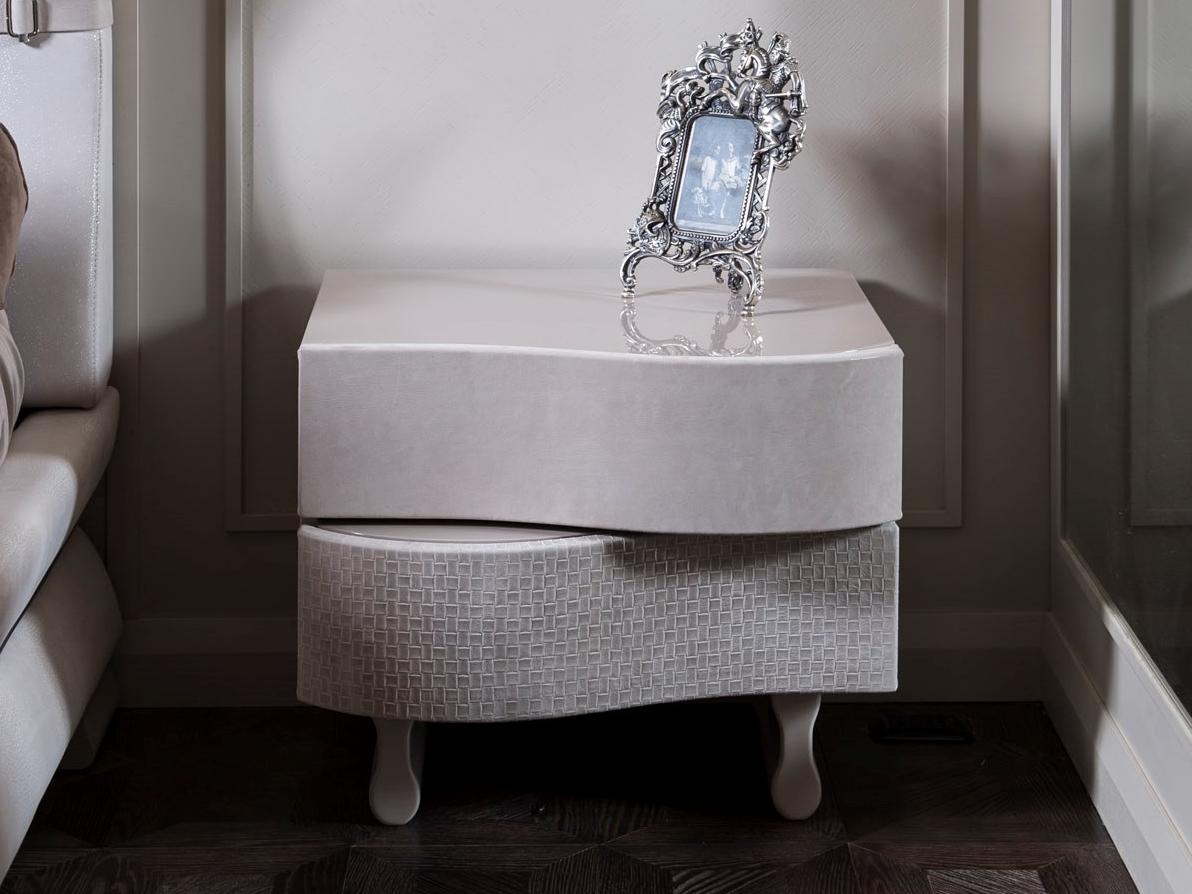 OLA Rectangular leather and wooden bedside table