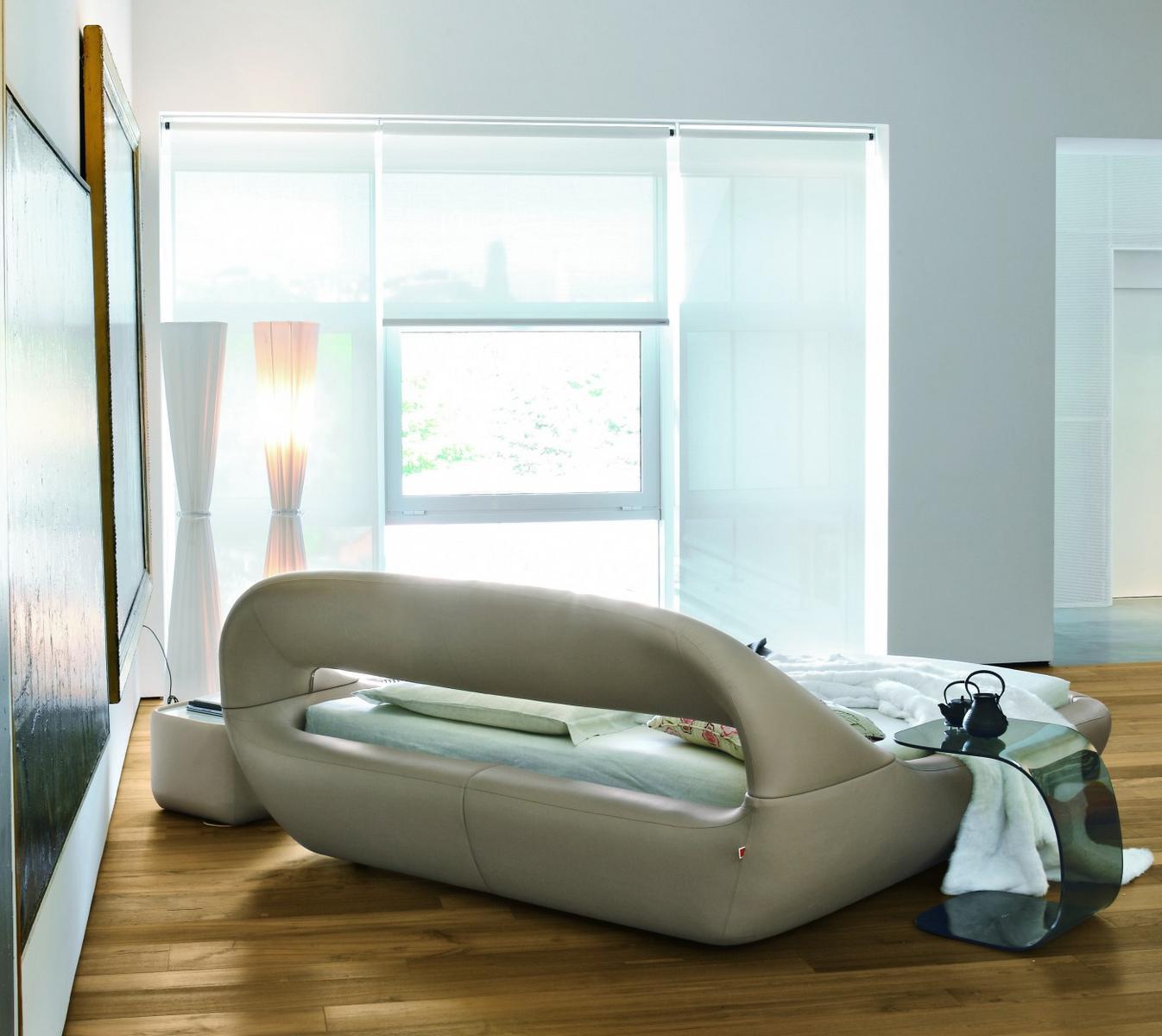SLEEPY Upholstered leather double bed