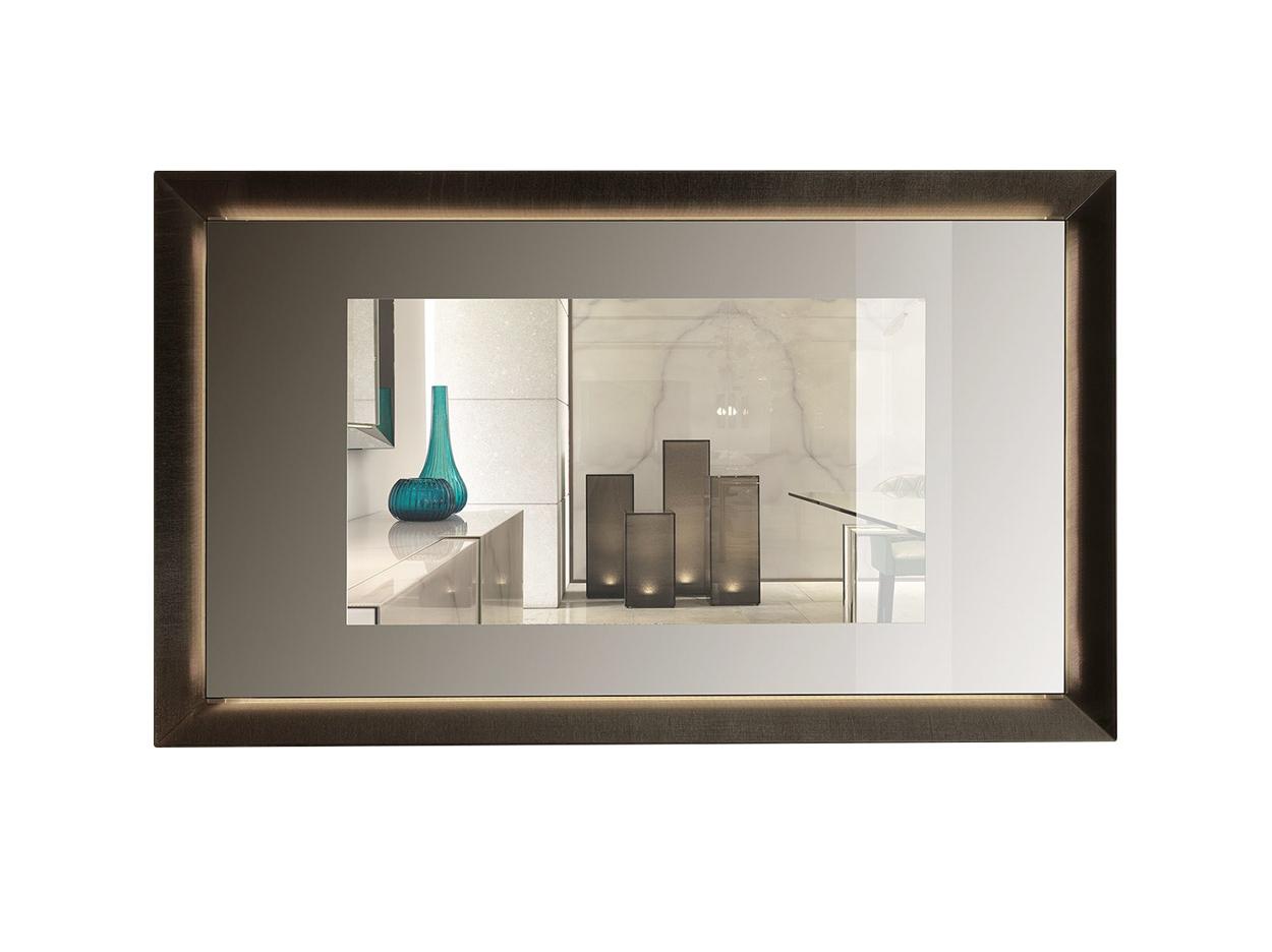 PRISMA Wall-mounted retractable mirrored glass TV cabinet