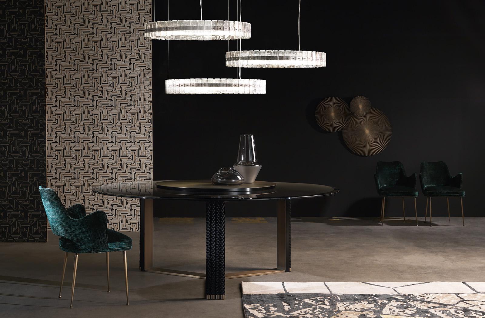 OBAN Glass and steel pendant lamp